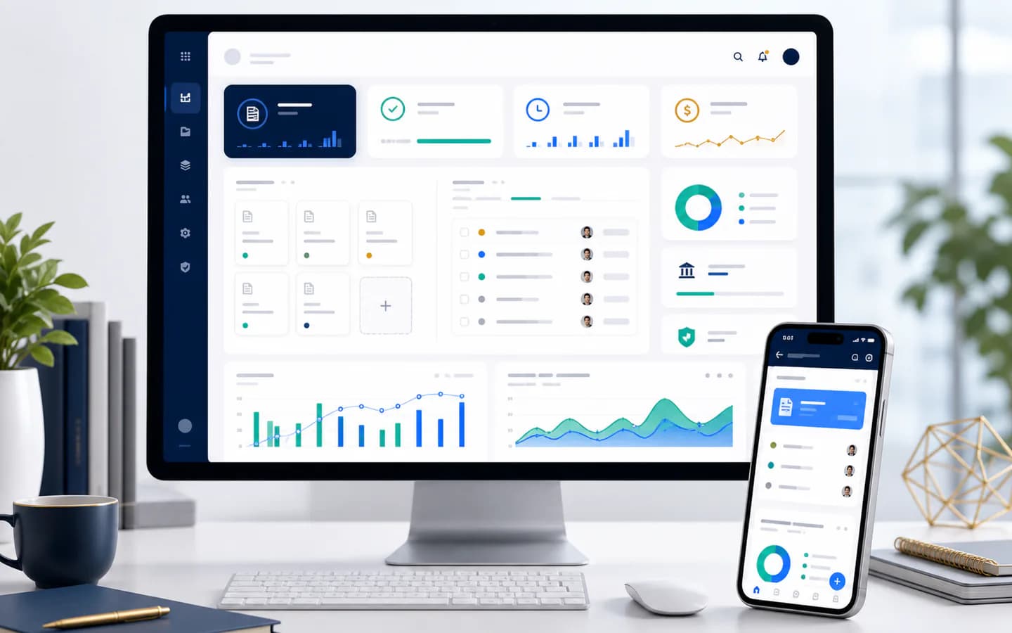 Finance workflow dashboard with invoice and approval automation
